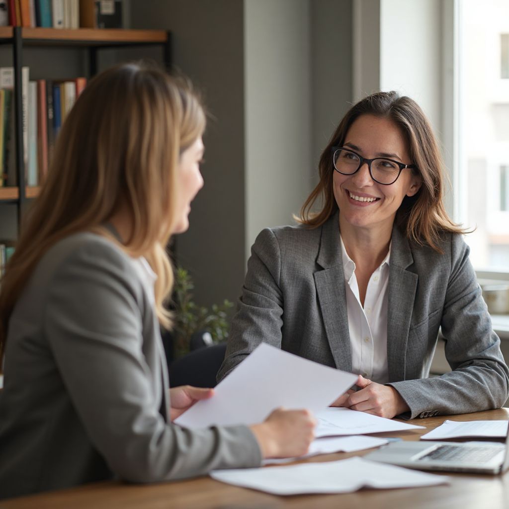 Insurance company representative with client